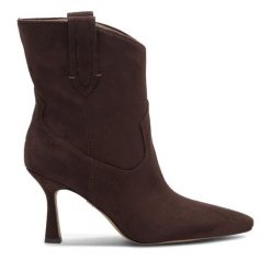 Botki Nine West. Brązowe botki damskie Nine West, bez obcasa, na szpilce, bez zapięcia. Za 139.99 zł.