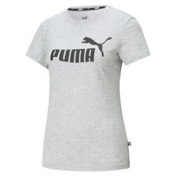 T-shirt Damski Logo ESS. Szare t-shirty damskie Puma, m, bez wzorów, bez kołnierzyka. Za 128.99 zł.