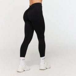 Legginsy damskie fitness z wysokim stanem Fierce V-back. Czarne legginsy damskie GYMBEAM, m, bez wzorów, z elastanu. Za 110.90 zł.