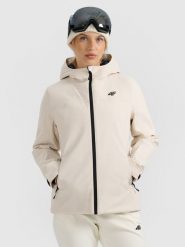 4F Kurtka narciarska membrana 5000 damska - beżowa L. Brązowe kurtki damskie 4F, na zimę, l, bez wzorów, z materiału, bez kaptura. Za 349.99 zł.