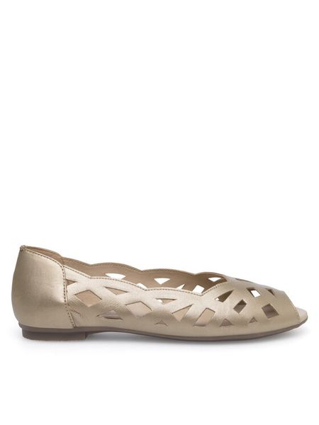 Lasocki Baleriny WI23-SORANO-13 Złoty. Żółte balerinki damskie Lasocki, bez wzorów, ze skóry. Za 149.99 zł.