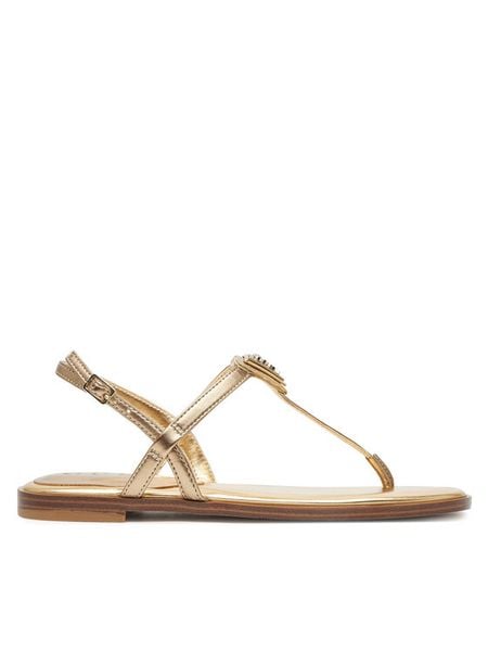 Guess Sandały FLJRA4 LEL21 Złoty. Żółte sandały damskie Guess, z aplikacjami, ze skóry, bez obcasa, na płaskiej podeszwie, bez zapięcia. Za 309.99 zł.