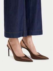Nine West Szpilki EO-TS6380-1 Brązowy. Brązowe szpilki damskie Nine West, bez wzorów, z materiału, bez obcasa, na szpilce, bez zapięcia. Za 279.99 zł.