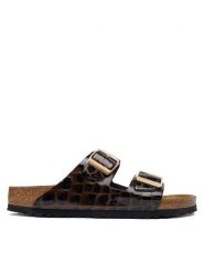 Birkenstock Klapki Arizona 1032864 Czarny. Czarne klapki damskie Birkenstock, bez wzorów, z lakierowanej skóry, bez obcasa, bez zapięcia. Za 674.99 zł.