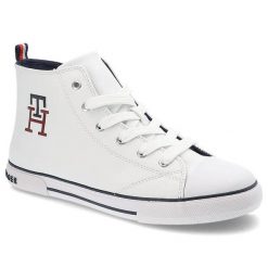 Białe Trampki Tommy Hilfiger Klasyczne Buty Damskie. Białe trampki damskie Tommy Hilfiger, bez wzorów, z materiału, bez zapięcia. Za 269.00 zł.