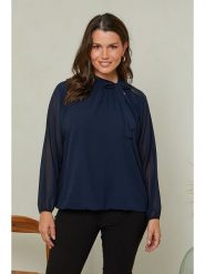 Curvy Lady Bluzka w kolorze granatowym rozmiar: 40/42. Niebieskie bluzki damskie Curvy Lady, bez wzorów, klasyczne, bez kołnierzyka, bez ramiączek. Za 126.15 zł.