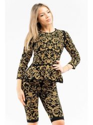 Moschino Bluzka w kolorze żółto-czarnym rozmiar: 44. Czarne bluzki damskie MOSCHINO, bez wzorów, bez kołnierzyka, bez ramiączek. Za 395.94 zł.