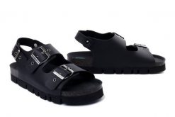DR. BRINKMANN 710165-01 schwarz, sandały damskie. Czarne sandały damskie Dr. Brinkmann, bez wzorów, bez obcasa, bez zapięcia. Za 211.92 zł.