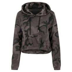Damska Bluza Z Kapturem Camo. Zielone bluzy damskie BUILD YOUR BRAND, m, bez wzorów, z kapturem. Za 163.99 zł.