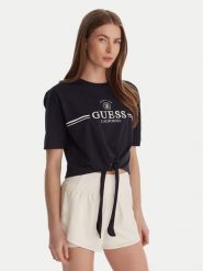 Guess T-Shirt V6GI20 K3509 Granatowy Regular Fit. Niebieskie t-shirty damskie Guess, l, z aplikacjami, z bawełny, bez kołnierzyka. Za 159.99 zł.
