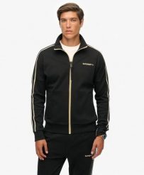 Superdry Tech Cult Loose Track Top - Luźna bluza sportowa, stójka na zamek. Czarne bluzy damskie Superdry, uniwersalny, bez wzorów, z bawełny, bez kaptura. Za 360.75 zł.