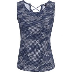 Top bonprix biało-ciemnoniebieski z nadrukiem. Białe koszulki sportowe damskie bonprix, moro. Za 29.99 zł.