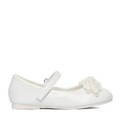 Baleriny JENNY. Białe baleriny dziewczęce Jenny, bez wzorów, bez obcasa, bez zapięcia. Za 79.99 zł.