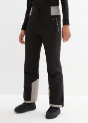 Spodnie narciarskie termoaktywne i nieprzemakalne, z wysoką talią, Straight. Czarne spodnie sportowe damskie bonprix, bez wzorów, z polaru, narciarskie. Za 239.99 zł.