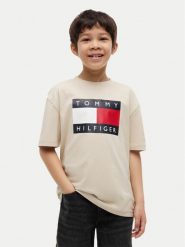 Tommy Hilfiger T-Shirt Heritage KB0KB10340 Beżowy Regular Fit. Brązowe t-shirty i koszulki chłopięce Tommy Hilfiger, bez wzorów, z bawełny, bez kołnierzyka, bez ramiączek. Za 169.99 zł.