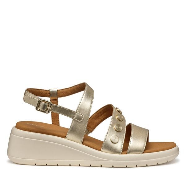 Sandały Geox. Żółte sandały damskie Geox, bez wzorów, bez obcasa, na koturnie, bez zapięcia. Za 229.99 zł.