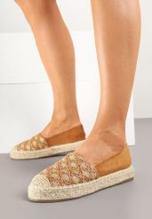 Jasnobrązowe Espadryle z Plecionym Sznurkiem i Geometrycznym Wzorem Sdivira. Brązowe espadryle damskie Born2be, bez wzorów, z jeansu, bez obcasa, na obcasie. Za 79.99 zł.