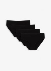 Figi maxi panty z bawełny organicznej (4 pary). Niebieskie figi bonprix, bez wzorów, z bawełny. Za 59.99 zł.