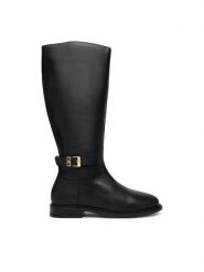 Tommy Hilfiger Kozaki Th Buckle Leather Knee Boot FW0FW09572 Czarny. Czarne kozaki damskie Tommy Hilfiger, ze skóry, bez obcasa, bez zapięcia. Za 949.99 zł.
