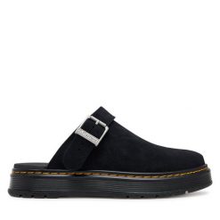 Klapki Dr. Martens. Czarne klapki damskie Dr Martens, bez wzorów, bez obcasa, bez zapięcia. Za 459.99 zł.