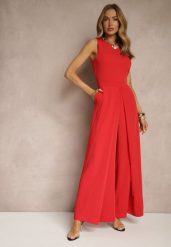 Czerwony Kombinezon Bez Rękawów z Nogawkami Wide Leg Noreldi. Czerwone sukienki damskie Renee, bez wzorów, eleganckie, bez ramiączek. W wyprzedaży za 127.99 zł.