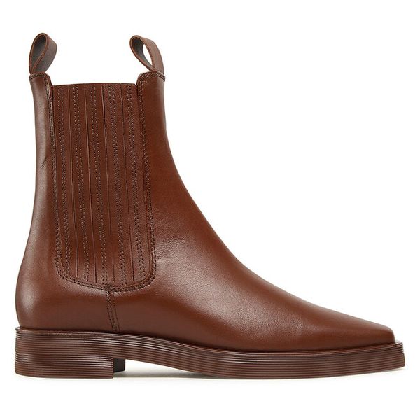 Sztyblety GINO ROSSI. Brązowe botki damskie Gino Rossi, bez obcasa, na płaskiej podeszwie, bez zapięcia. Za 429.99 zł.