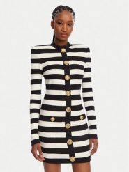 Balmain Sukienka dzianinowa DF1R9193JI70 Czarny Regular Fit. Czarne sukienki damskie Balmain, bez wzorów, z dzianiny, bez ramiączek. Za 8,099.00 zł.
