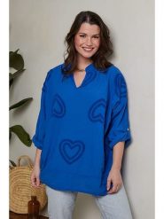 Curvy Lady Bluzka w kolorze niebieskim rozmiar: 40/42. Niebieskie bluzki damskie Curvy Lady, bez wzorów, z bawełny, klasyczne, bez kołnierzyka, bez ramiączek. Za 78.10 zł.