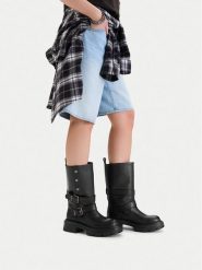 G-Star Raw Kozaki EO-GLCIEA-8137 Czarny. Czarne kozaki damskie G-Star, ze skóry, bez obcasa, na płaskiej podeszwie, bez zapięcia. Za 599.99 zł.