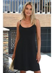 Bleu d'Azur Sukienka "Lisa" w kolorze czarnym rozmiar: 48. Czarne sukienki damskie Bleu d'Azur, w ażurowe wzory, klasyczne, bez ramiączek. Za 158.10 zł.