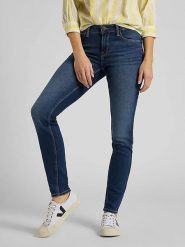 Lee Dżinsy - Slim fit - w kolorze granatowym rozmiar: W27/L31. Niebieskie jeansy damskie Lee. Za 171.28 zł.