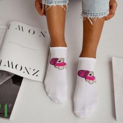 Białe stopki damskie różowy miś z czapką 1221. Białe skarpetki damskie Milena, bez wzorów, z bawełny. Za 14.90 zł.