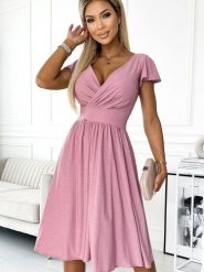 Sukienka Model Matilde 425-2 Powder Pink/Brokat - Numoco. Różowe sukienki damskie NUMOCO, bez wzorów, z elastanu, bez ramiączek. Za 336.51 zł.