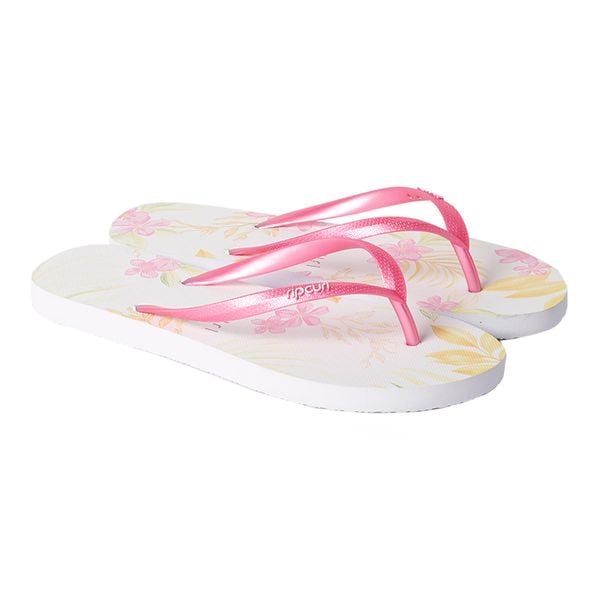 Japonki plażowe damskie Rip Curl Sun Dance 1000. Białe klapki damskie Rip Curl, bez wzorów, z gumy, bez obcasa, bez zapięcia. Za 59.99 zł.