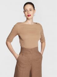 Lauren Ralph Lauren Bluzka 200654963147 Brązowy Regular Fit. Brązowe bluzki damskie Lauren Ralph Lauren, l, bez wzorów, z bawełny, bez kołnierzyka, bez ramiączek. Za 249.99 zł.