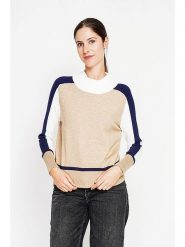 ASSUILI Sweter w kolorze beżowo-biało-niebieskim rozmiar: 42. Brązowe swetry klasyczne damskie Assuili, bez kołnierzyka. Za 108.99 zł.