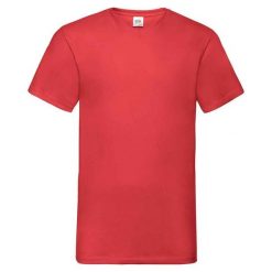 Koszulka Unisex Dla Dorosłych Z Dekoltem W Szpic. Czerwone bluzki damskie Fruit of the Loom, m, bez wzorów, sportowe, bez kołnierzyka, bez ramiączek. Za 39.99 zł.