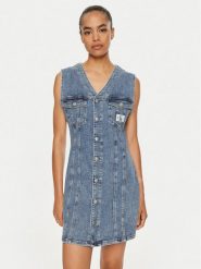 Calvin Klein Jeans Sukienka jeansowa J20J223712 Niebieski Slim Fit. Niebieskie sukienki damskie Calvin Klein Jeans, bez wzorów, z bawełny, bez ramiączek. Za 479.99 zł.