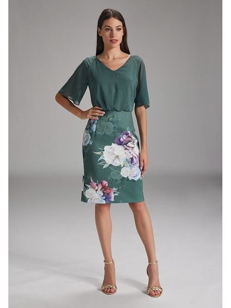 SWING Sukienka w kolorze zielonym rozmiar: 46. Zielone sukienki damskie Swing, bez wzorów, bez ramiączek. Za 279.11 zł.