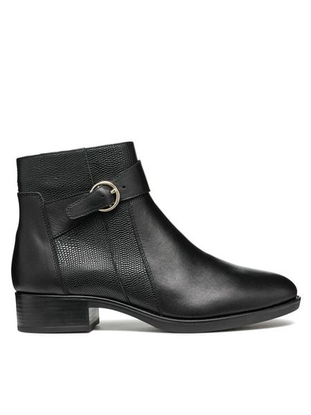 Geox Botki D Felicity D46G1A 04304 C9997 Czarny. Czarne botki damskie Geox, ze skóry, bez obcasa, na płaskiej podeszwie, bez zapięcia. Za 389.99 zł.