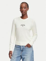 Guess Jeans Sweter W6YR40 Z1074 Kremowy Regular Fit. Białe swetry klasyczne damskie Guess Jeans, s, z bawełny, bez kołnierzyka. Za 389.99 zł.