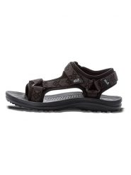 Jack Wolfskin Sandały "Wave Breaker" w kolorze czarnym rozmiar: 40,5. Czarne sandały damskie Jack Wolfskin, bez wzorów, z otwartym noskiem, bez obcasa, bez zapięcia. Za 228.38 zł.