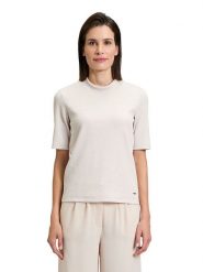 BETTY & CO Bluzka w kolorze kremowym rozmiar: M. Brązowe bluzki damskie Betty & Co, m, bez wzorów, prążkowane, bez kołnierzyka, bez ramiączek. Za 61.17 zł.