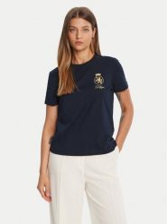 Tommy Hilfiger T-Shirt Gold Crest WW0WW46153 Granatowy Regular Fit. Niebieskie t-shirty damskie Tommy Hilfiger, xs, bez wzorów, z bawełny, bez kołnierzyka. Za 179.99 zł.