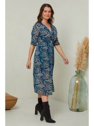 Curvy Lady Sukienka w kolorze niebiesko-beżowym rozmiar: 48/50. Brązowe sukienki damskie Curvy Lady, bez wzorów, z tkaniny, klasyczne, bez ramiączek. Za 118.56 zł.