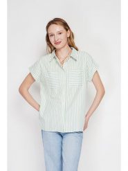 Le Jardin du Lin Bluzka w kolorze zielonym rozmiar: 38. Zielone bluzki damskie Le jardin du lin, bez wzorów, bez kołnierzyka, bez ramiączek. Za 100.99 zł.