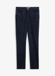 Jeansy skinny high waist. Niebieskie jeansy damskie bonprix, bez wzorów, z jeansu, z podwyższonym stanem. Za 124.99 zł.