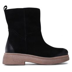Botki Lasocki. Czarne botki damskie Lasocki, bez obcasa, na płaskiej podeszwie, bez zapięcia. Za 269.99 zł.