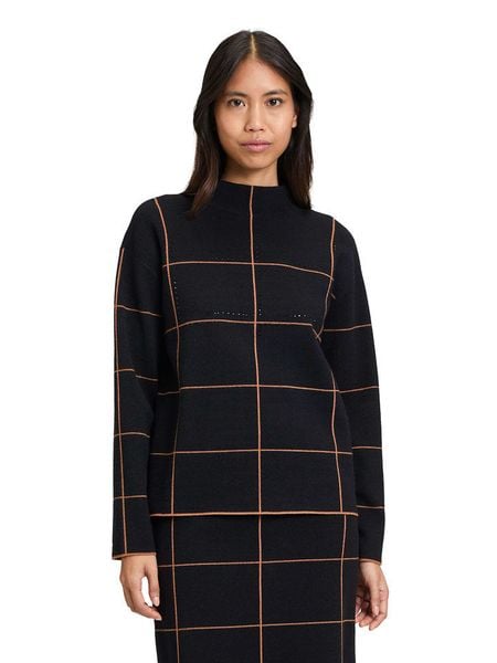 Betty Barclay Sweter w kolorze czarno-pomarańczowym rozmiar: 40. Czarne swetry klasyczne damskie Betty Barclay, ze splotem, bez kołnierzyka. Za 165.99 zł.