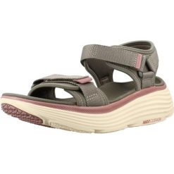 Sandały SKECHERS 141755S Zielony. Zielone sandały damskie Skechers, bez wzorów, z materiału, bez obcasa, bez zapięcia. Za 249.99 zł.